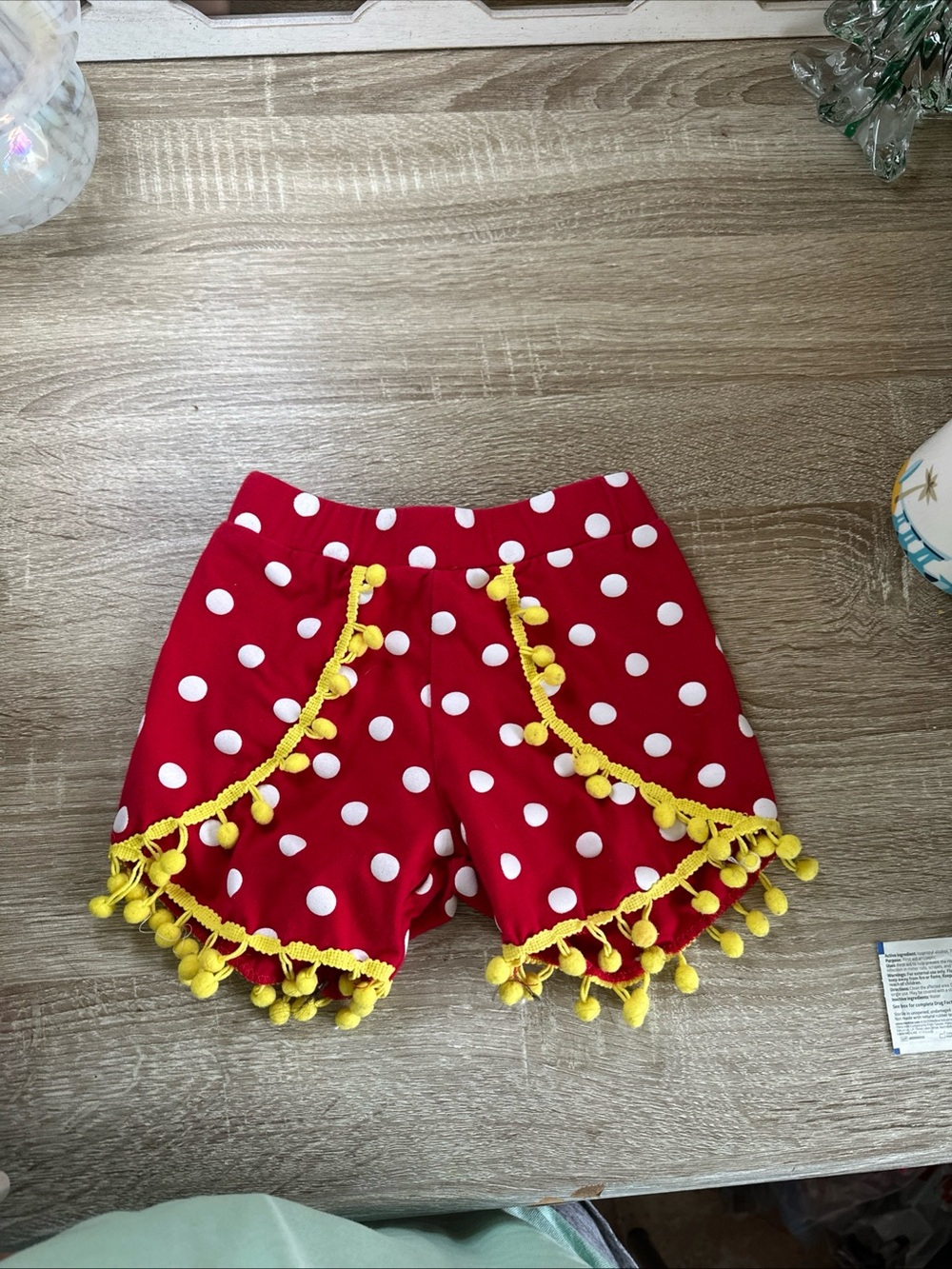 Red Polka Dot Pom-Pom Kids Shorts